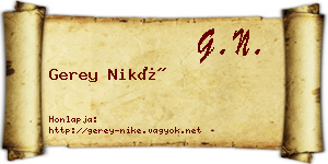 Gerey Niké névjegykártya